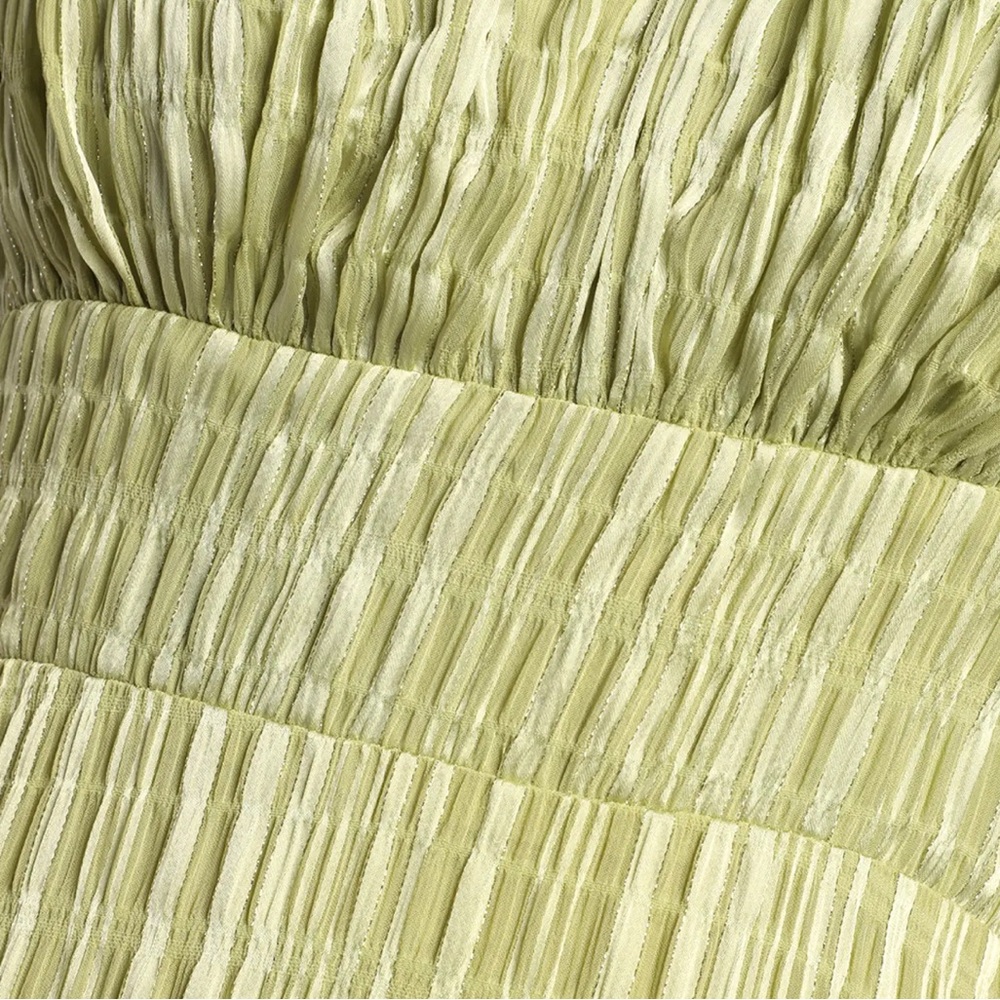 NWT Lulus Sage Green Crinkle Midi Dress - Picture 6 of 6